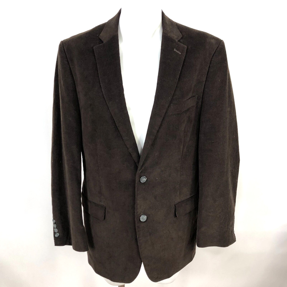 Chaps 42 L Long Men's 100% Cotton Button Sport Coat Jacket Corduroy Brown